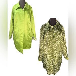 Y2K Reversible Satin Green Leopard Print Glam Maximalist Jacket Womens Size 1X